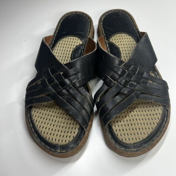 Born Brown Woven Leather Cushioned Slide Sandals US 7 M/W - Picture 4 of 10